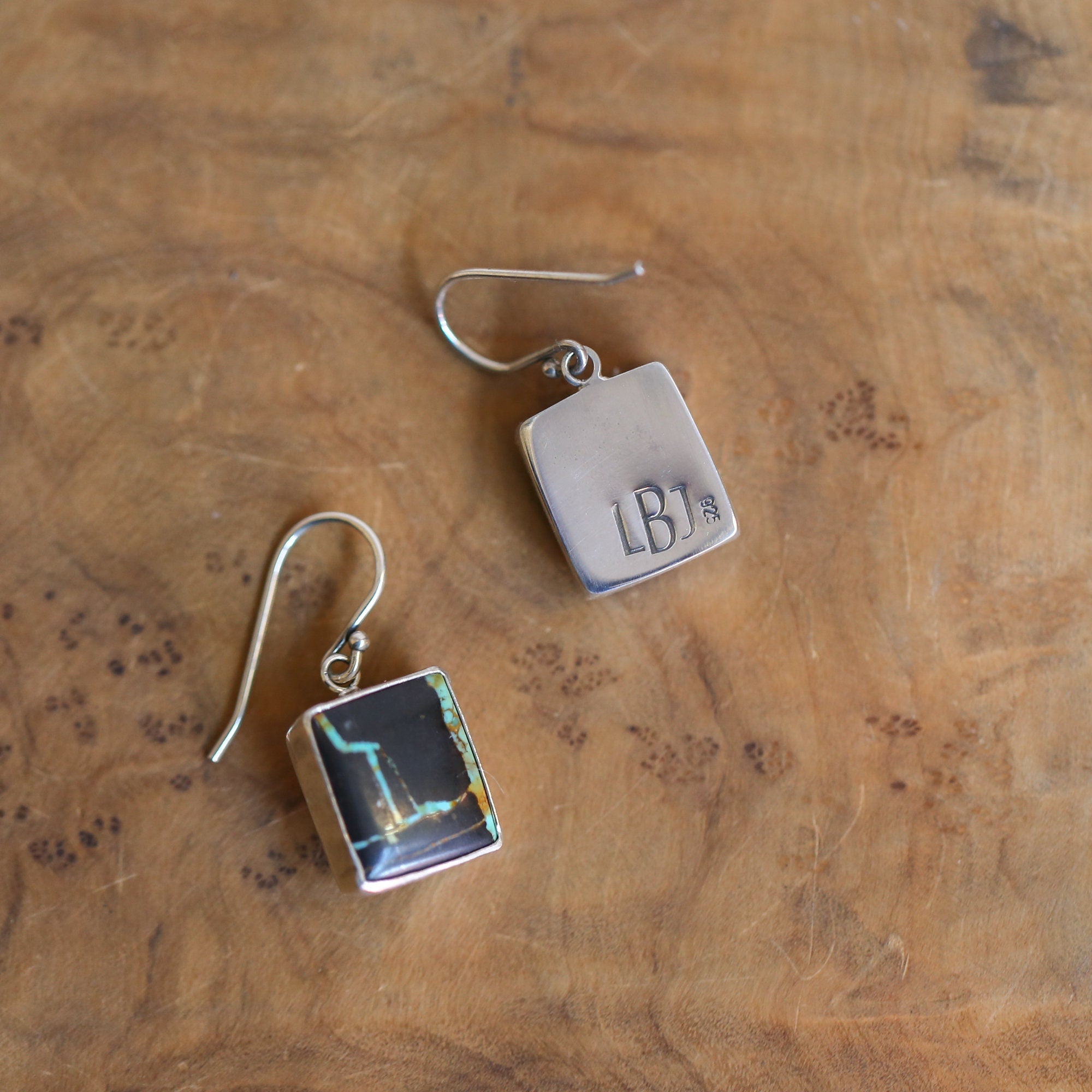 Black Jack Turquoise Drop Earrings - Ready to Ship - Choose Your Pair - Sterling Silver