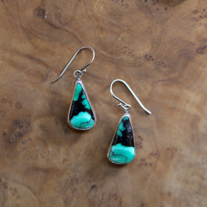 Emerald Rose Variscite Sterling Silver Drop Earrings – Handmade Jewelry