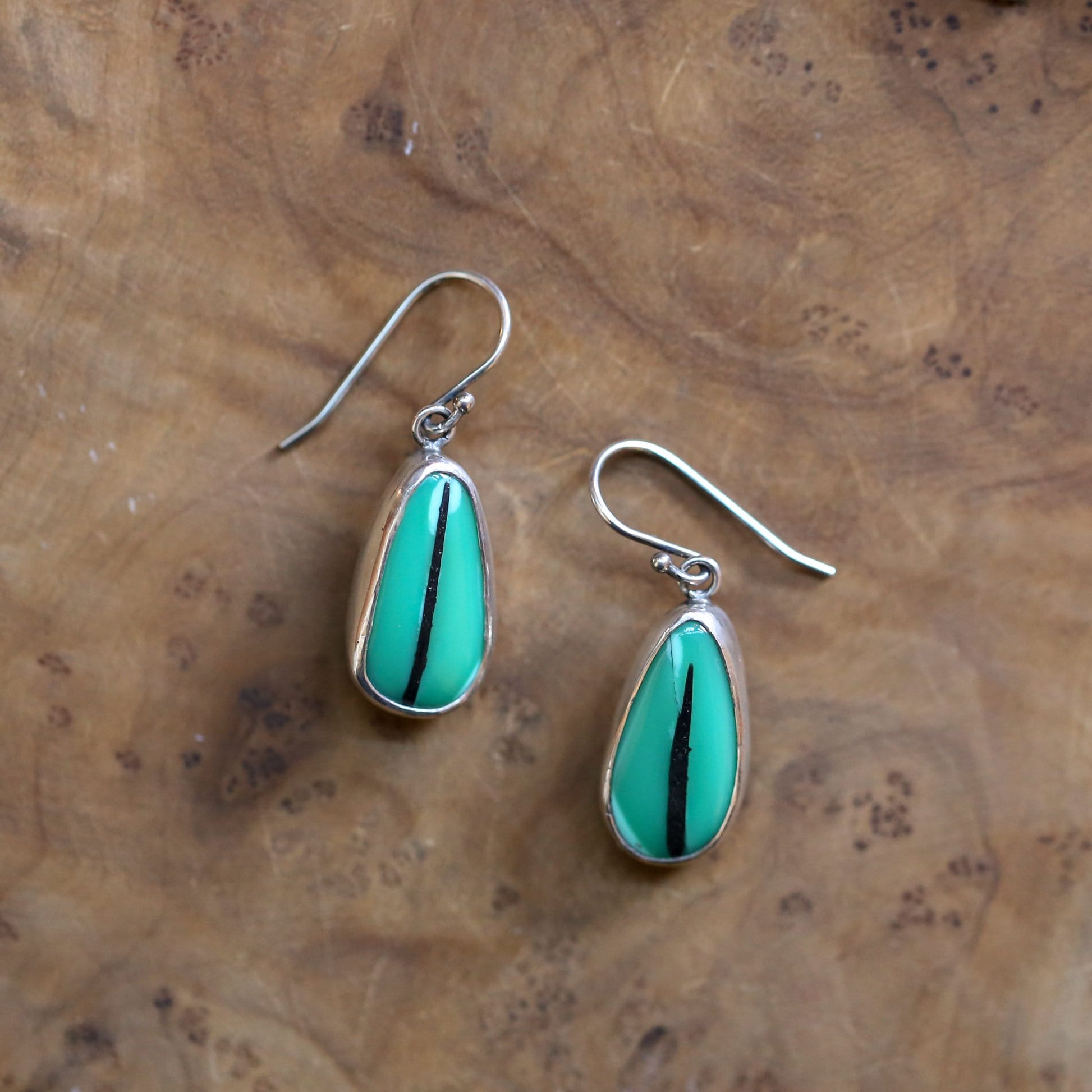 Emerald Rose Variscite Sterling Silver Drop Earrings – Handmade Jewelry