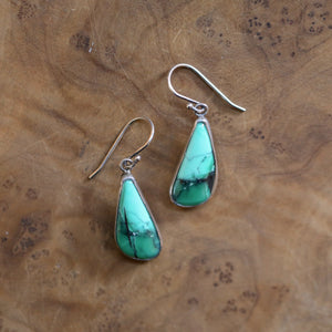 Emerald Rose Variscite Sterling Silver Drop Earrings – Handmade Jewelry