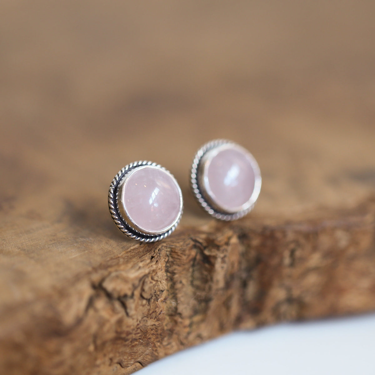 Rose Quartz BIG Posts | Sterling Silver