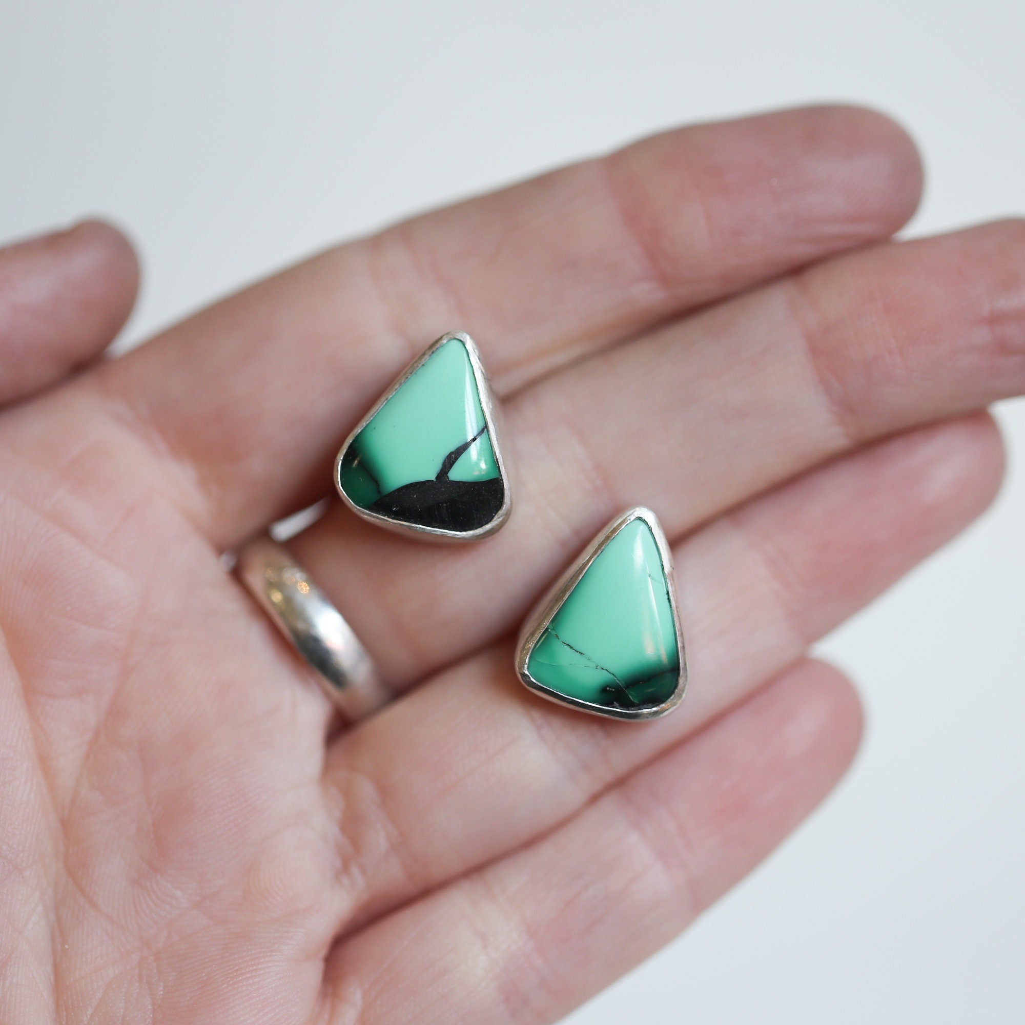 Emerald Rose Variscite BIG Post Earrings - 12 CT PAIR - Choose Your Ready to Ship Pair