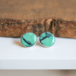 BIG Emerald Rose Variscite Post Earrings - 12 CT PAIR - Choose Your Ready to Ship Pair