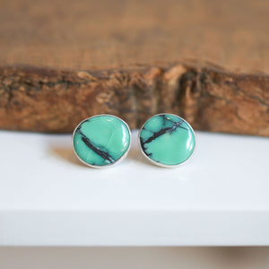 Choose your Emerald Rose Variscite Sterling Silver Post Earrings – 12 CT Pair