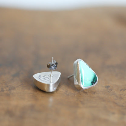 Choose your Emerald Rose Variscite Sterling Silver Post Earrings – 12 CT Pair