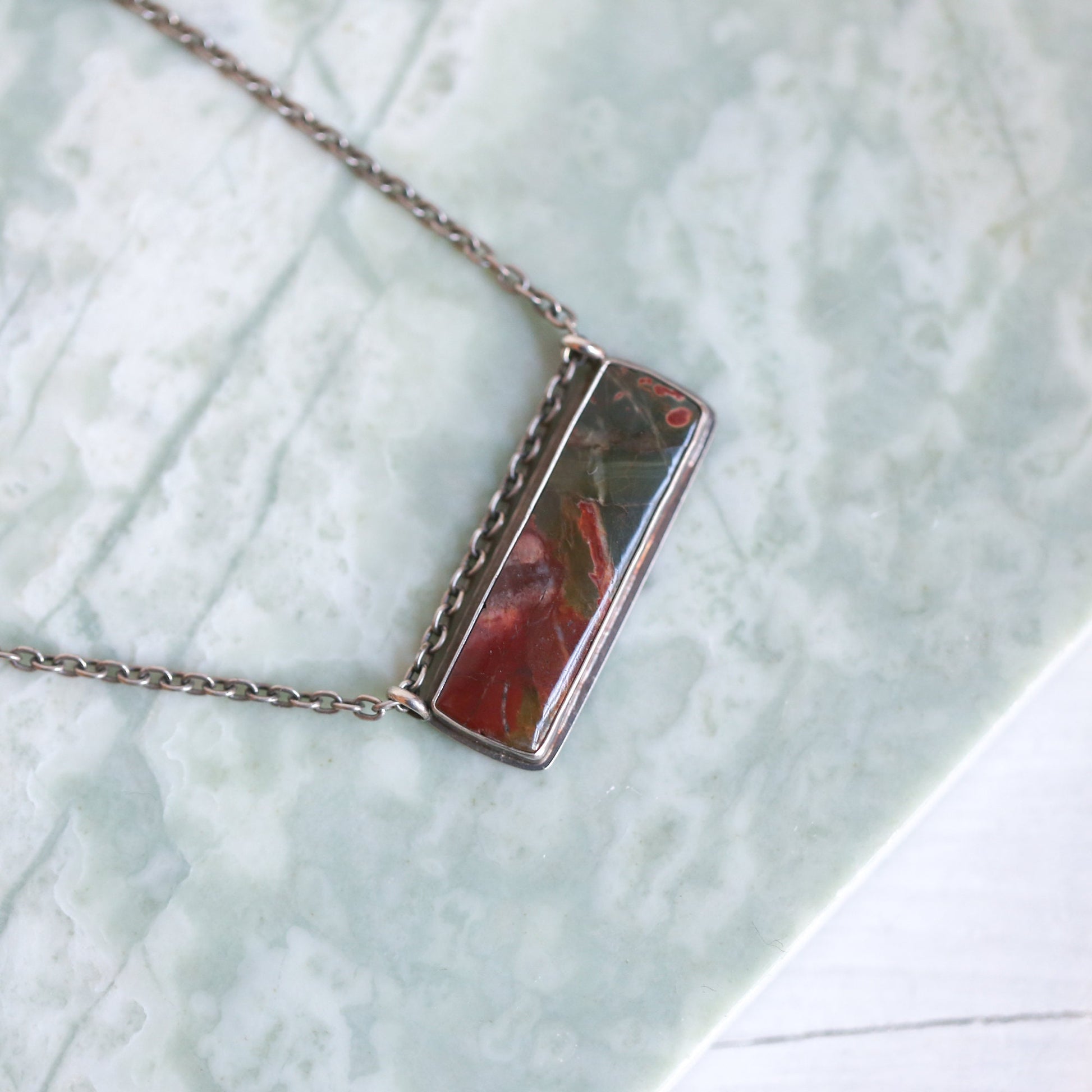 Red Creek Jasper Sterling Silver Pendant Necklace – Hanging Rock Design