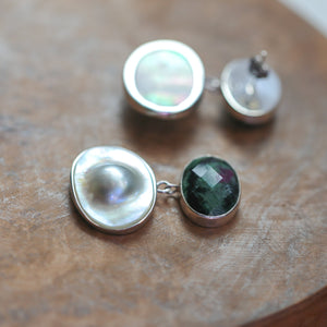 Ruby Zoisite Blister Pearl Earrings - Ready to Ship - Pearl Drop Earrings - Silversmith - OOAK