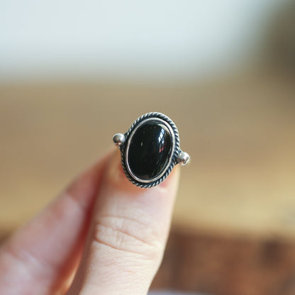 Black Onyx Sterling Silver Ring - Handmade Silversmith Design