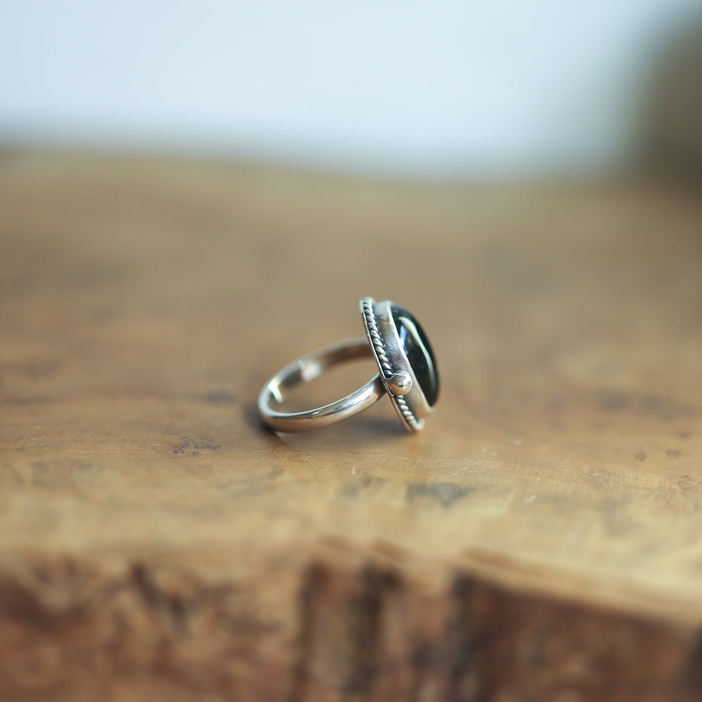 Black Onyx Sterling Silver Ring - Handmade Silversmith Design