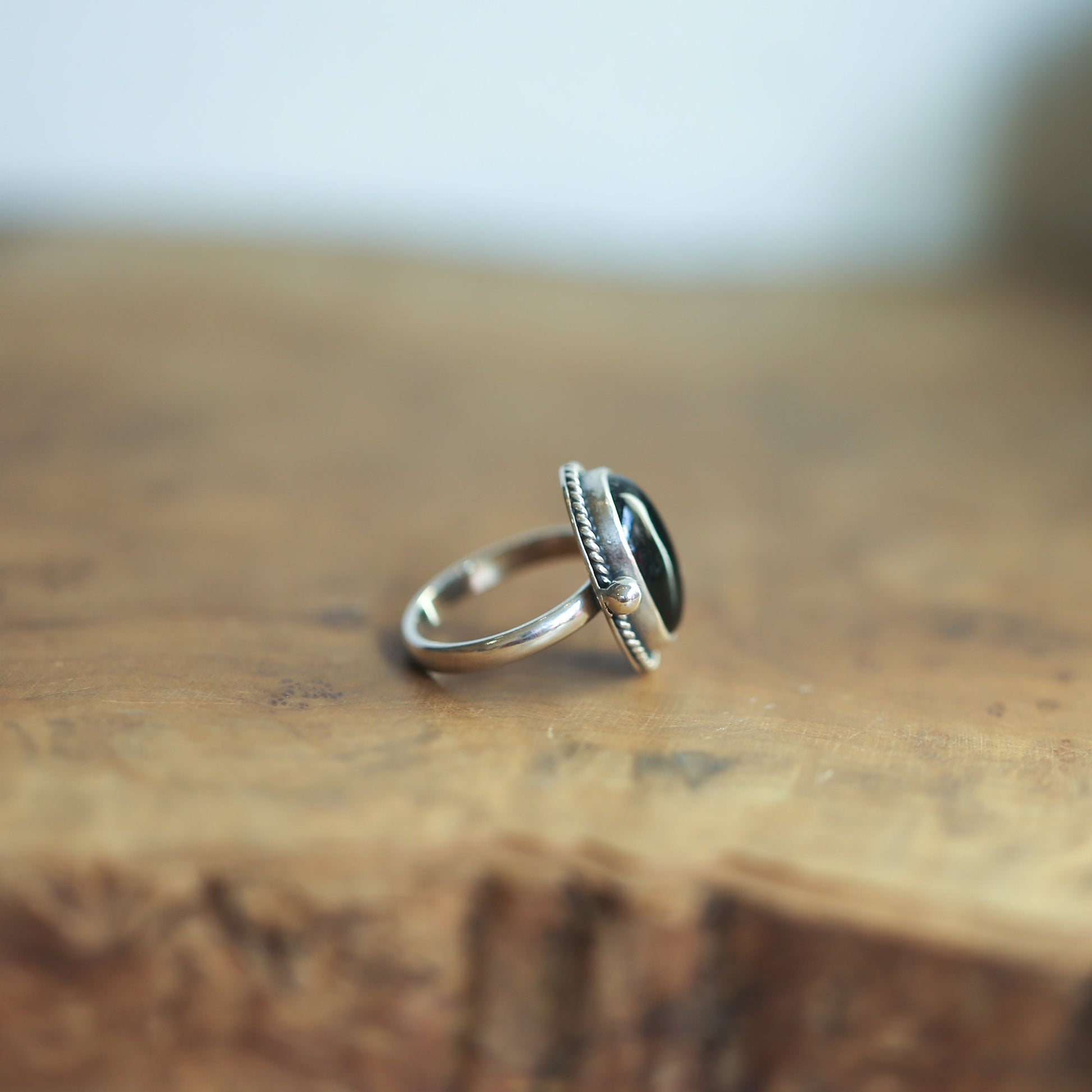 Black Onyx Sterling Silver Ring - Handmade Silversmith Design