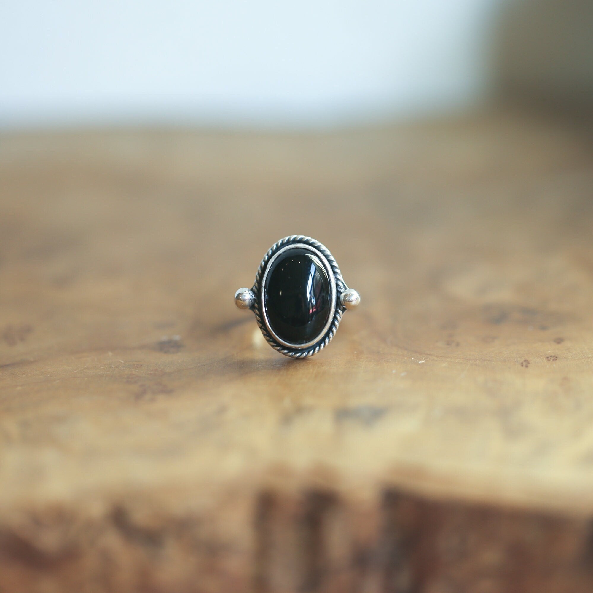 Black Onyx Lasso Ring - Silversmith Ring - Black Onyx Ring - Western Ring