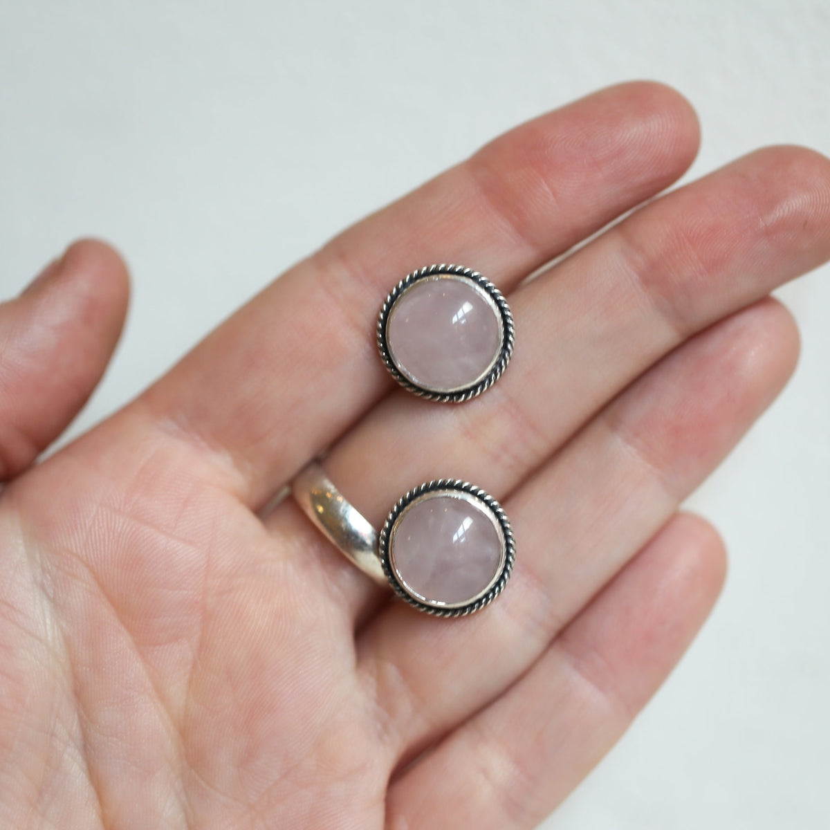 Rose Quartz BIG Posts | Sterling Silver