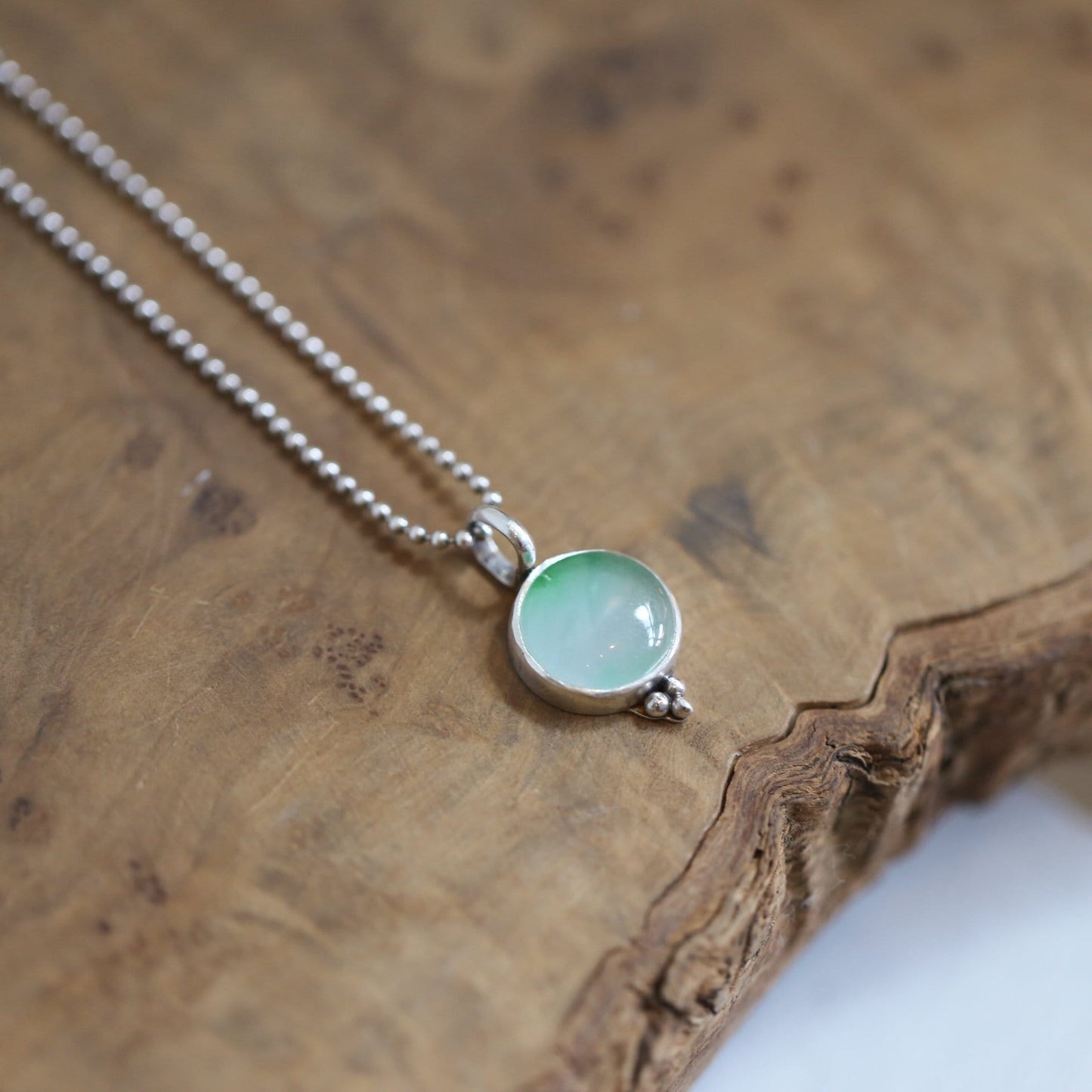 Jade Sweetheart Pendant - Boho Jade Necklace - .925 Sterling Silver - Silversmith