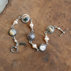 Ocean Jasper Link Bracelet - Freshwater Pearls