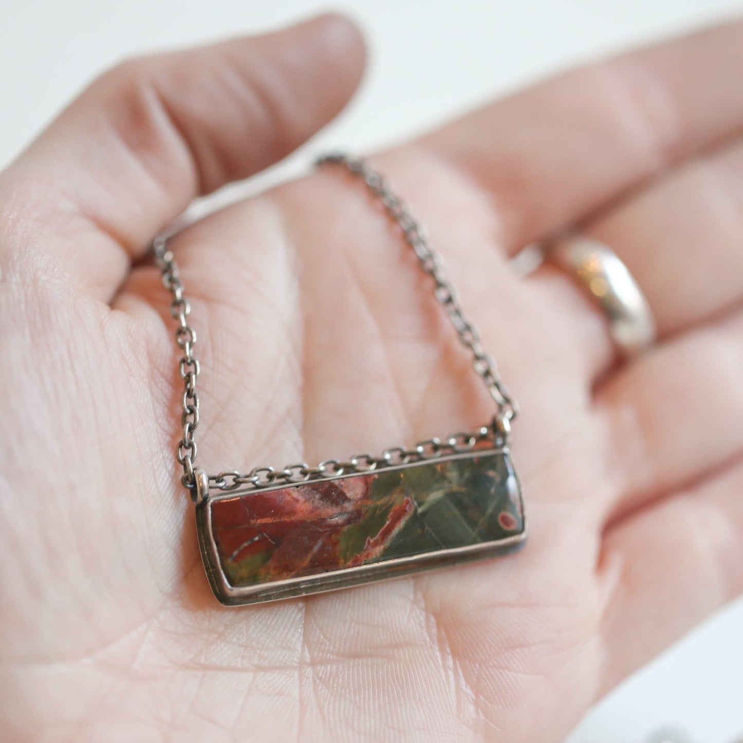 Red Creek Jasper Sterling Silver Pendant Necklace – Hanging Rock Design