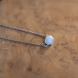 Aquamarine Necklace - Aquamarine Prong Pendant - Sterling Silver