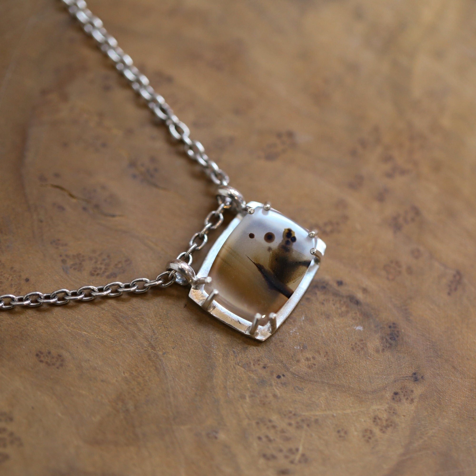 Ready to Ship - Montana Agate Pendant - .925 Sterling Silver Pendant - Montana Agate Necklace