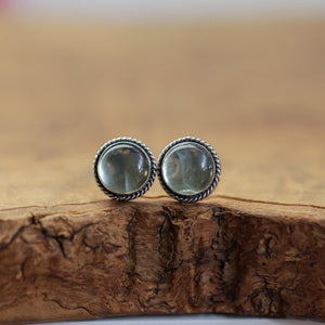 Fluorite Traditional Posts - Sterling Silver - Green Fluorite Post Earrings