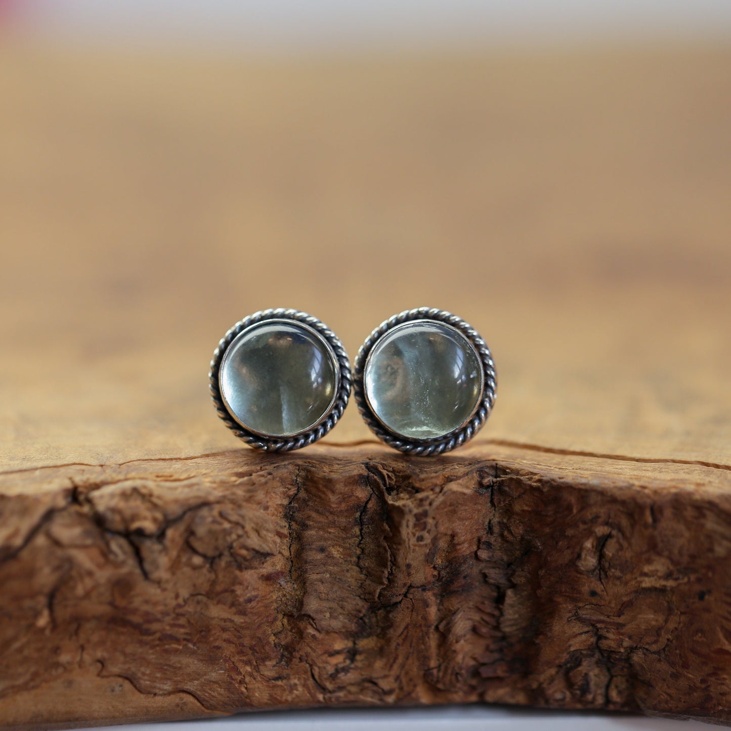 Fluorite Traditional Posts - Sterling Silver - Green Fluorite Post Earrings