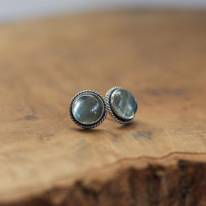 Fluorite Traditional Posts - Sterling Silver - Green Fluorite Post Earrings