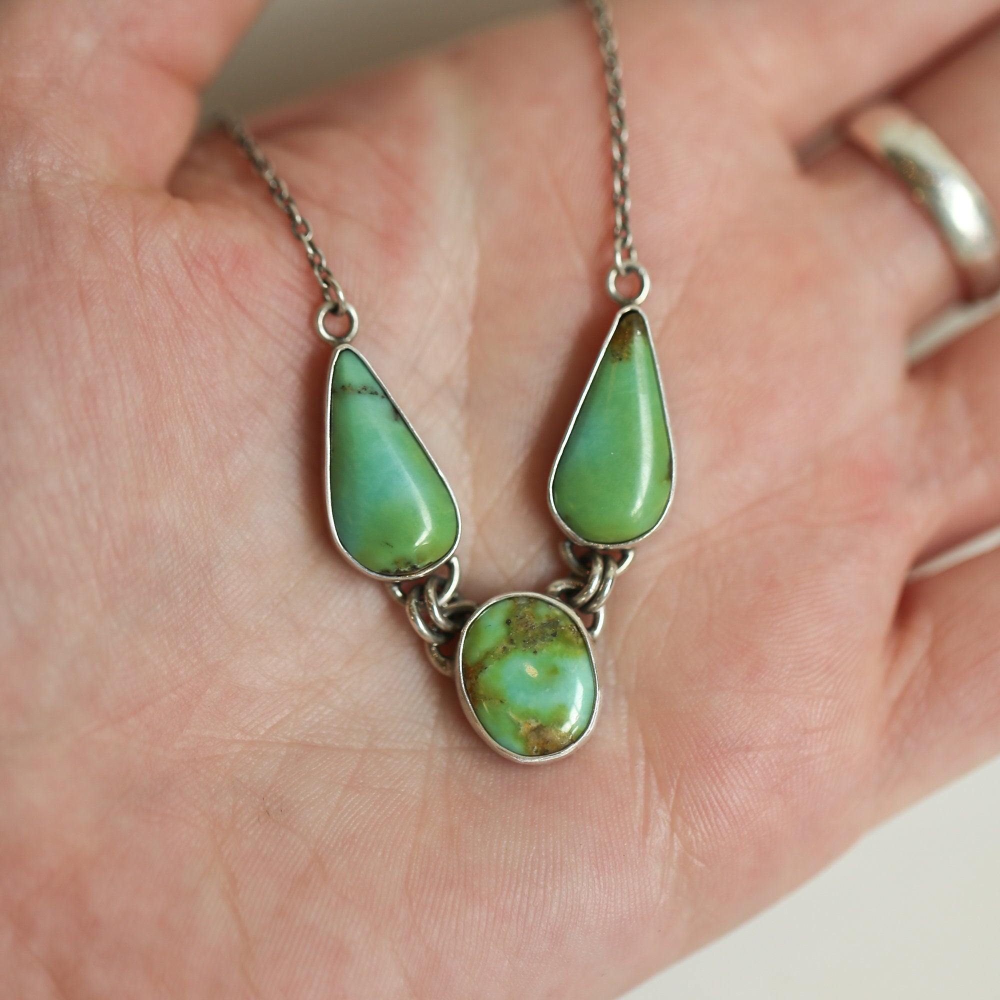 3 Stone American Turquoise Necklace