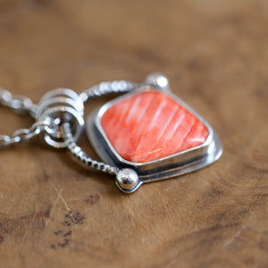 Ready to Ship - Spiny Oyster Basket Pendant - Spiny Oyster Necklace - Chili Red Pendant - .925 Sterling Silver