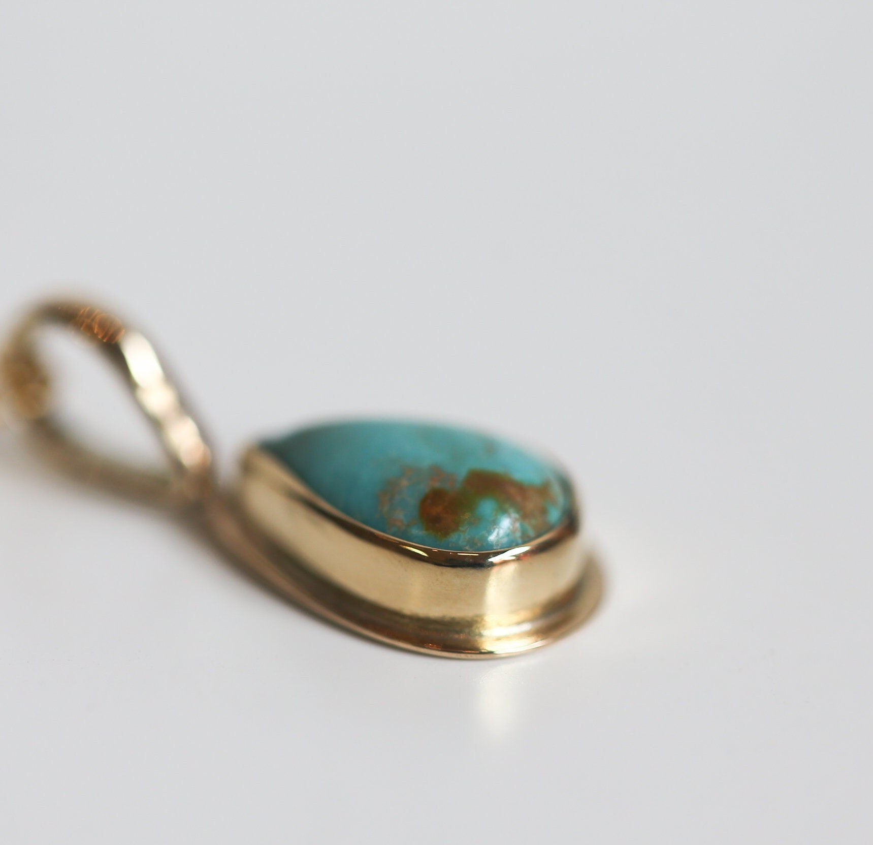 Turquoise Pendant - Solid Gold - Ready to Ship - Dainty Gold Turquoise - Goldsmith