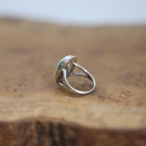 Green Jade Boho Ring - Natural Burma Jade - .925 Sterling Silver - Boho Style Ring
