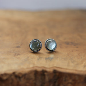 Fluorite Traditional Posts - Sterling Silver - Green Fluorite Post Earrings