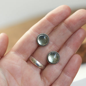 Fluorite Traditional Posts - Sterling Silver - Green Fluorite Post Earrings