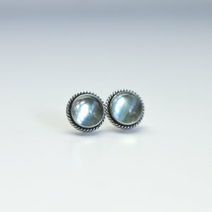 Fluorite Traditional Posts - Sterling Silver - Green Fluorite Post Earrings