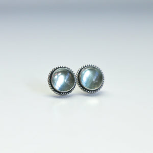 Fluorite Traditional Posts - Sterling Silver - Green Fluorite Post Earrings