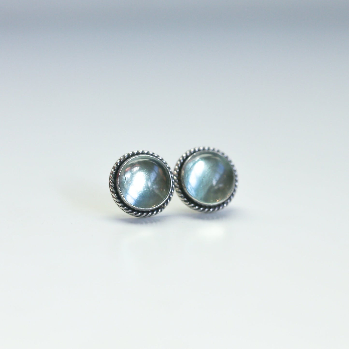 Fluorite Traditional Posts - Sterling Silver - Green Fluorite Post Earrings