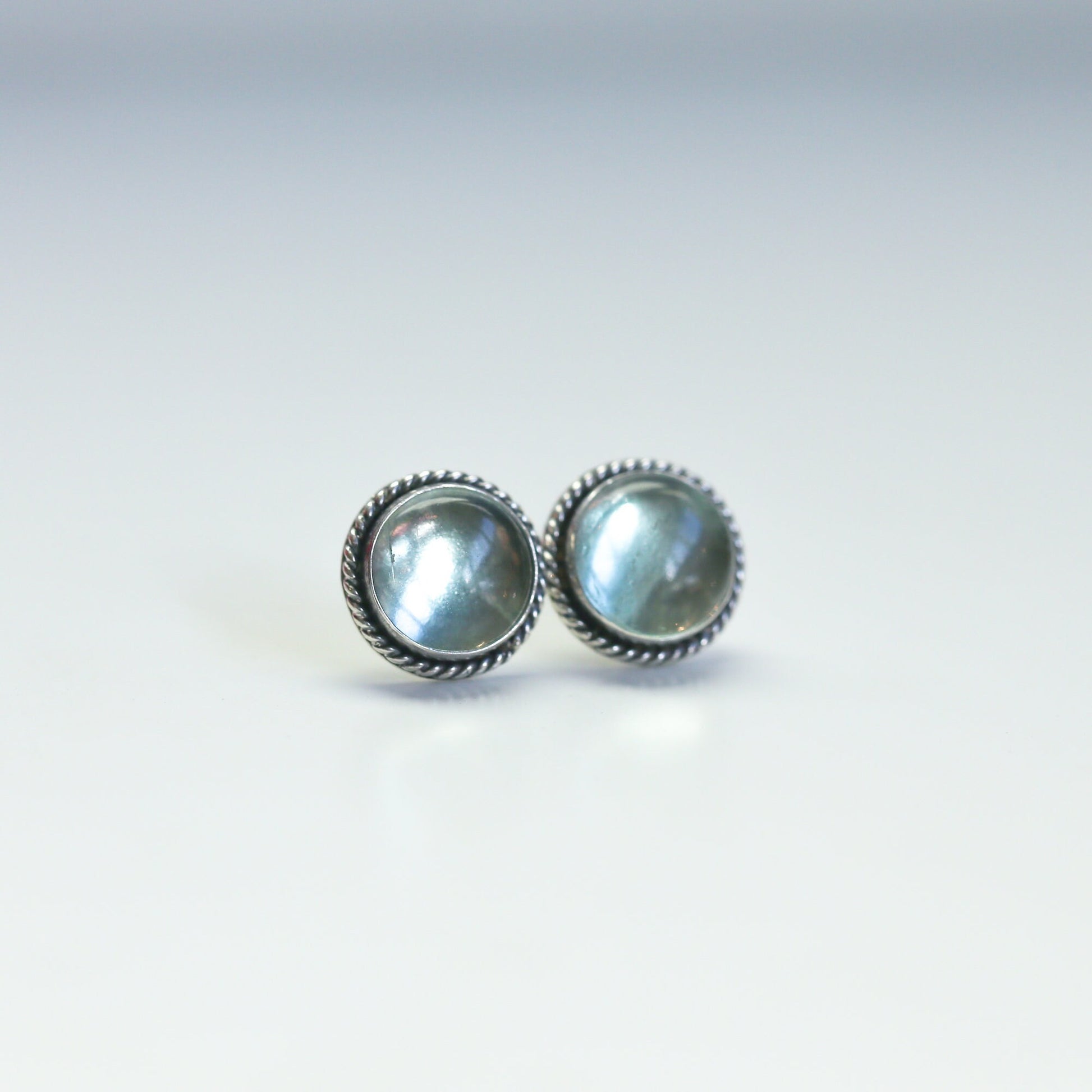 Fluorite Traditional Posts - Sterling Silver - Green Fluorite Post Earrings