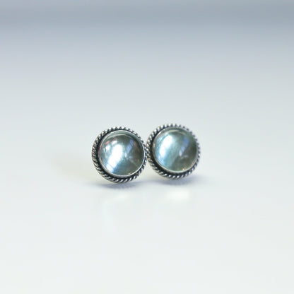Fluorite Traditional Posts - Sterling Silver - Green Fluorite Post Earrings