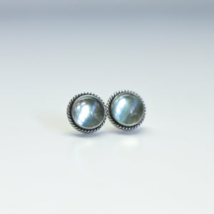 Fluorite Traditional Posts - Sterling Silver - Green Fluorite Post Earrings