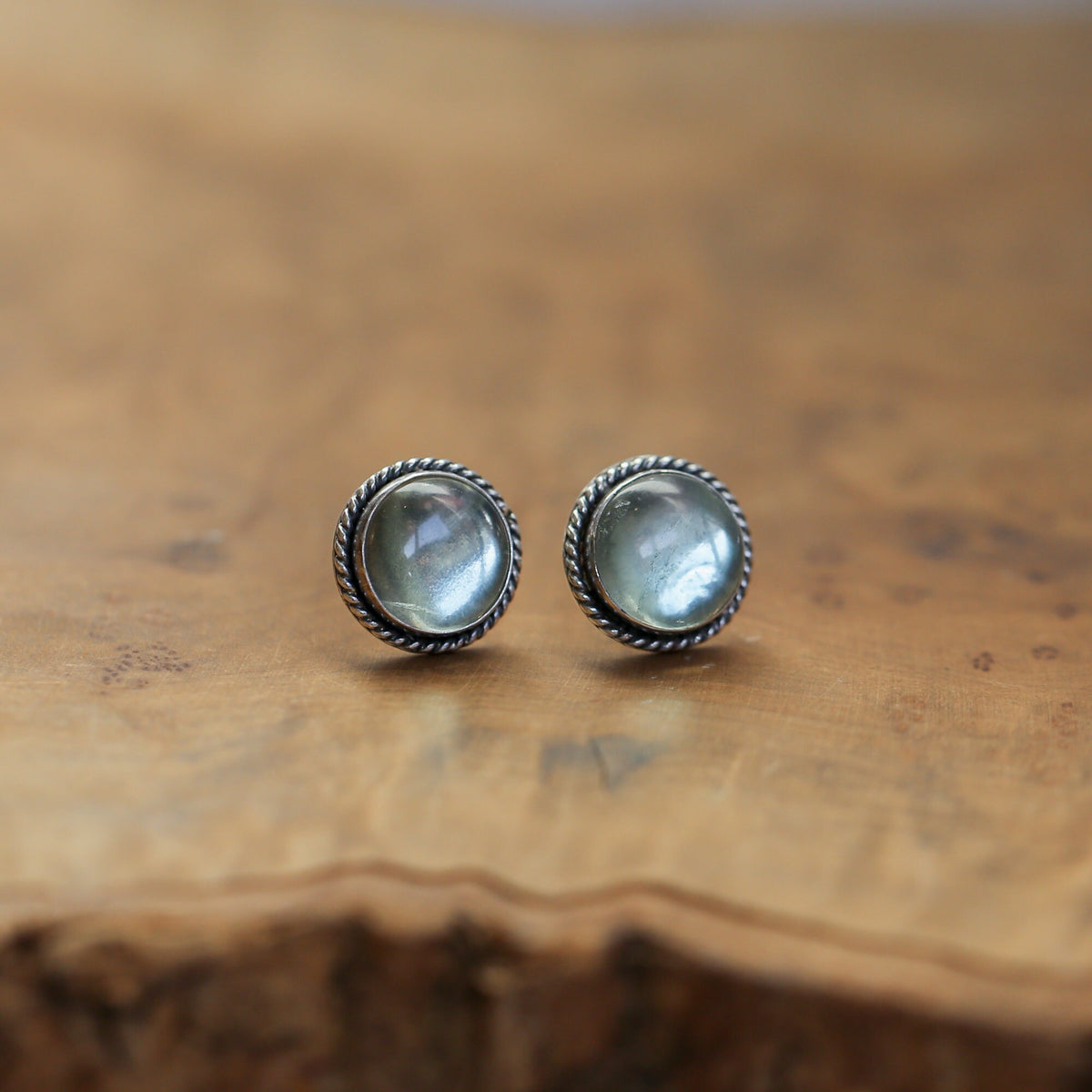 Green Fluorite Post Earrings | Sterling Silver