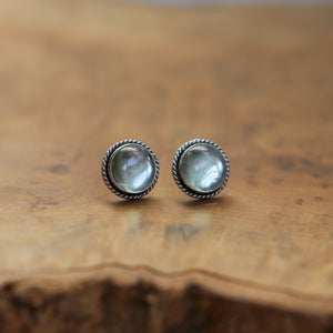 Fluorite Traditional Posts - Sterling Silver - Green Fluorite Post Earrings