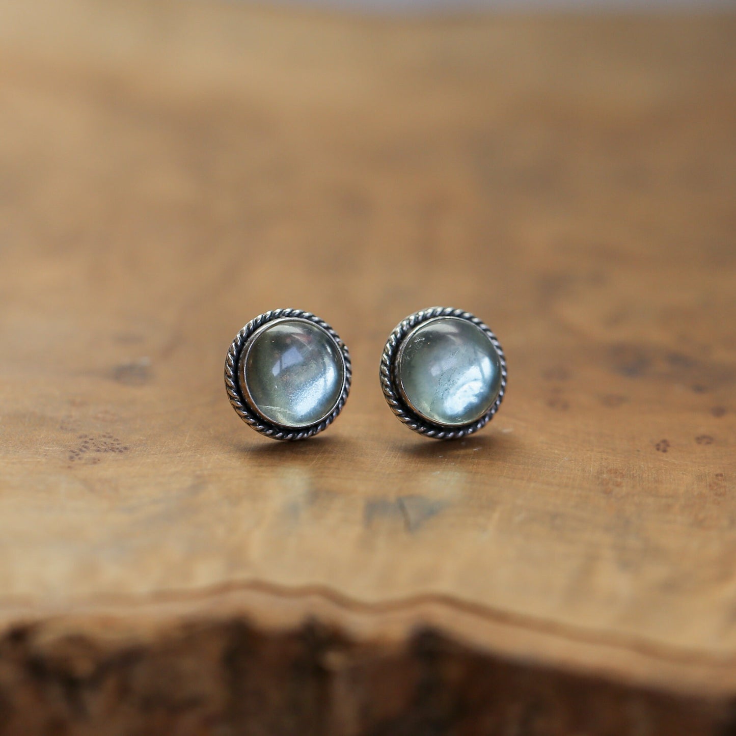 Fluorite Traditional Posts - Sterling Silver - Green Fluorite Post Earrings