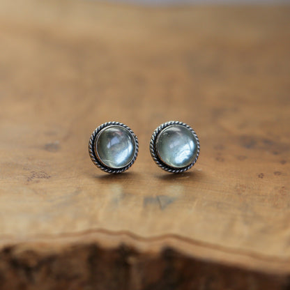 Fluorite Traditional Posts - Sterling Silver - Green Fluorite Post Earrings