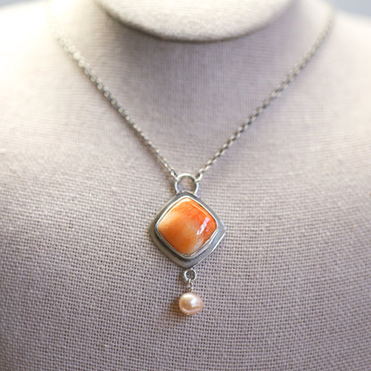 Spiny Oyster Freshwater Pearl Necklace | Sterling Silver