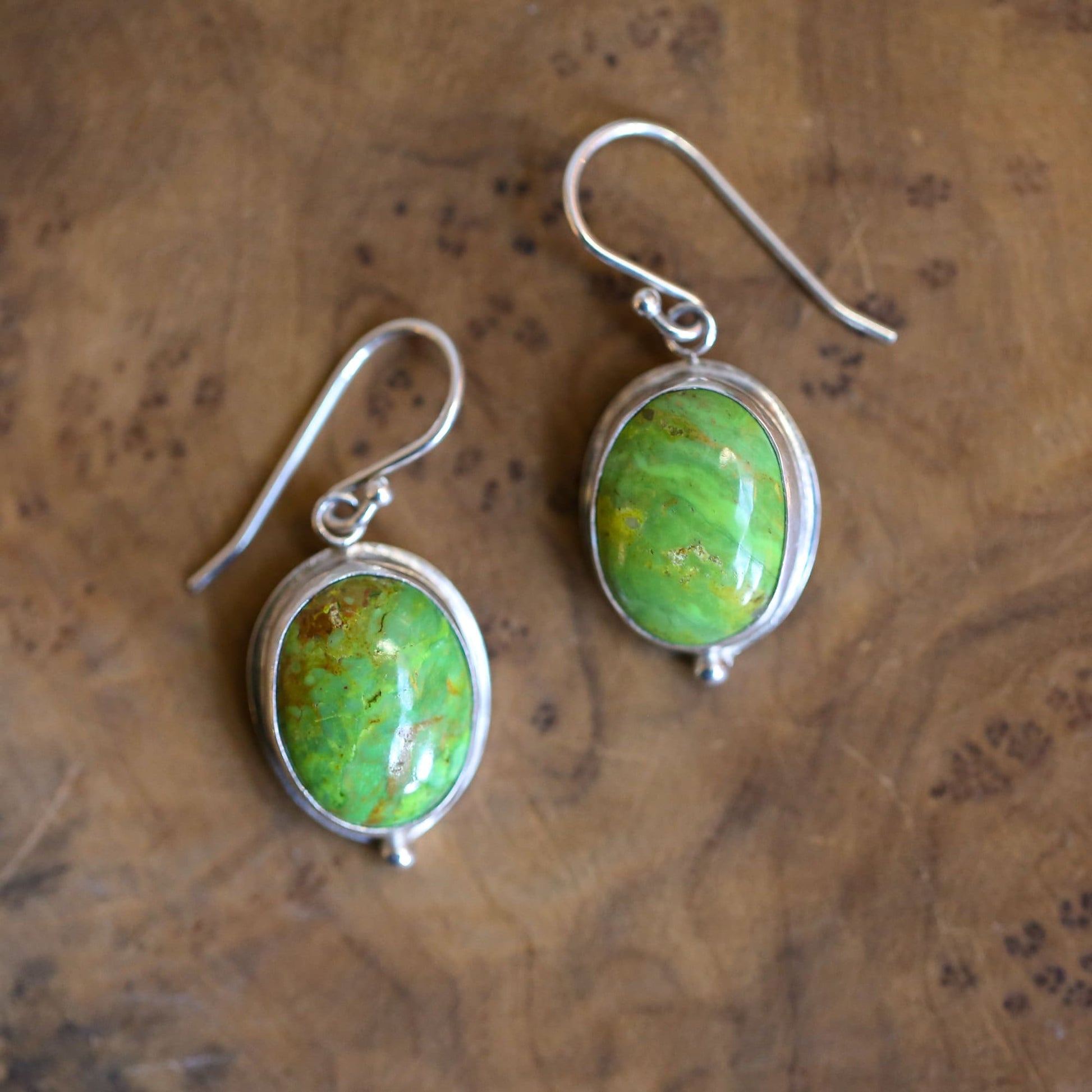 Custom Green American Turquoise Drop Earrings - Choose Your Stone
