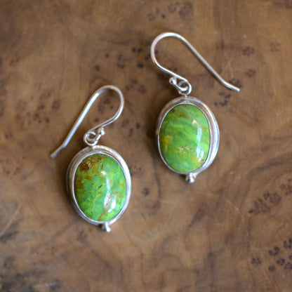 Custom Green American Turquoise Drop Earrings - Choose Your Stone