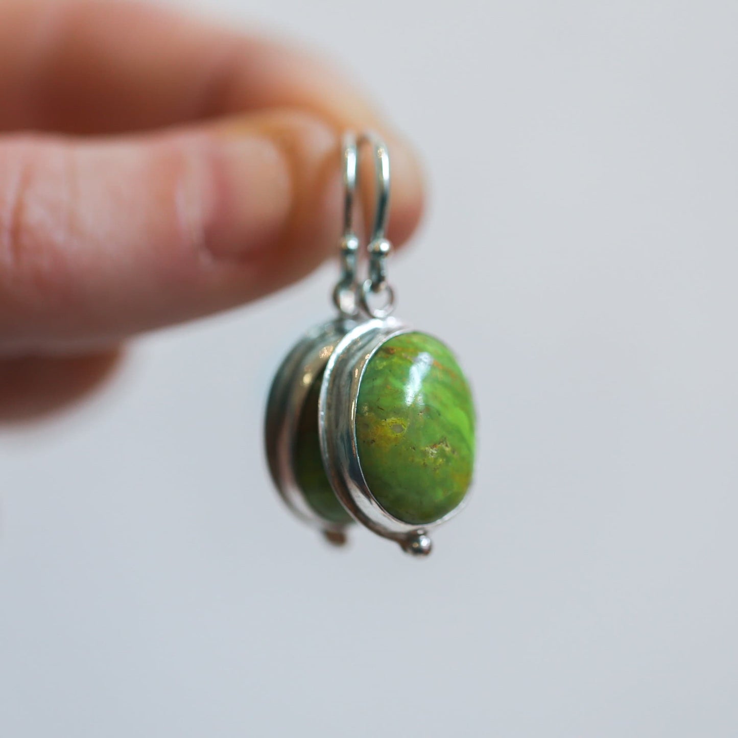 Custom Green American Turquoise Drop Earrings - Choose Your Stone