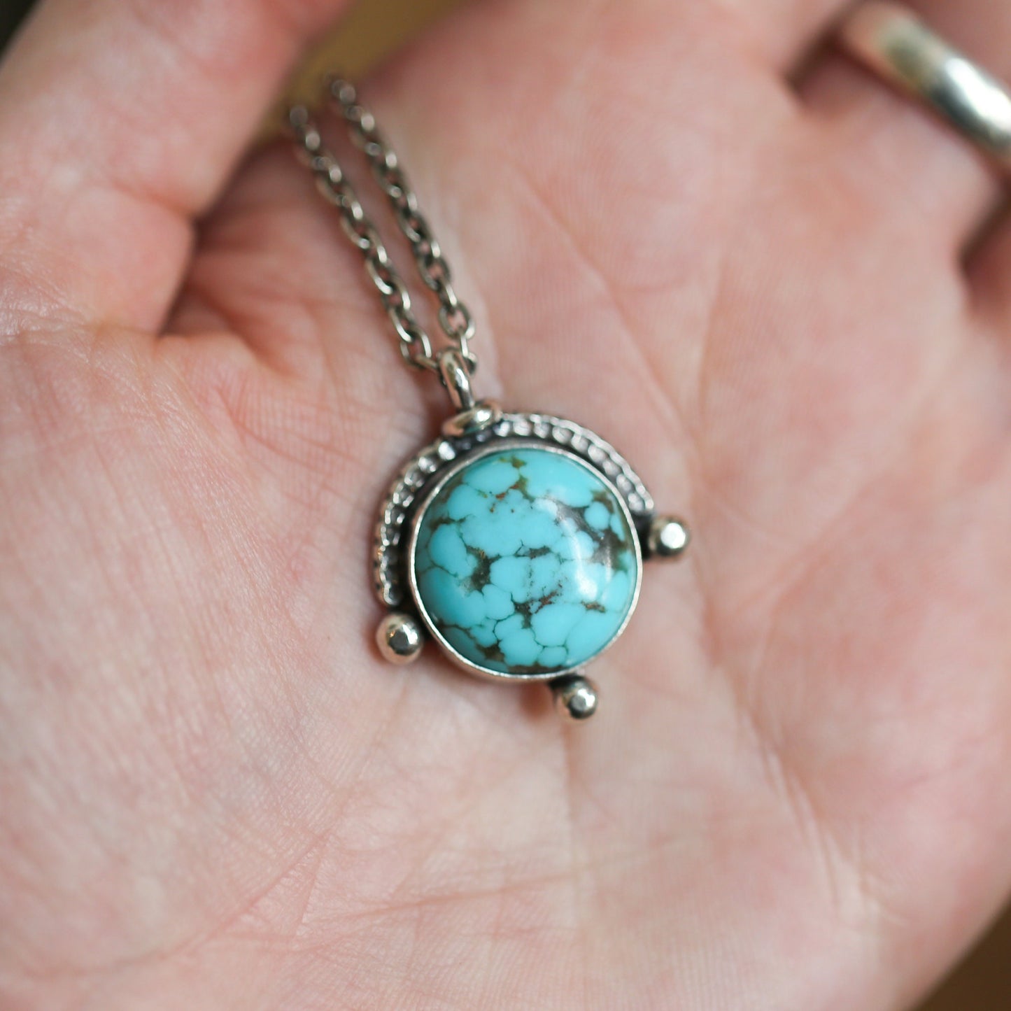 Unisex Campitos Turquoise Pendant - Sterling Silver