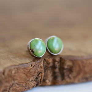 Ready to Ship - OOAK Turquoise Posts - American Turquoise Earrings - 12mm Green Turquoise Studs