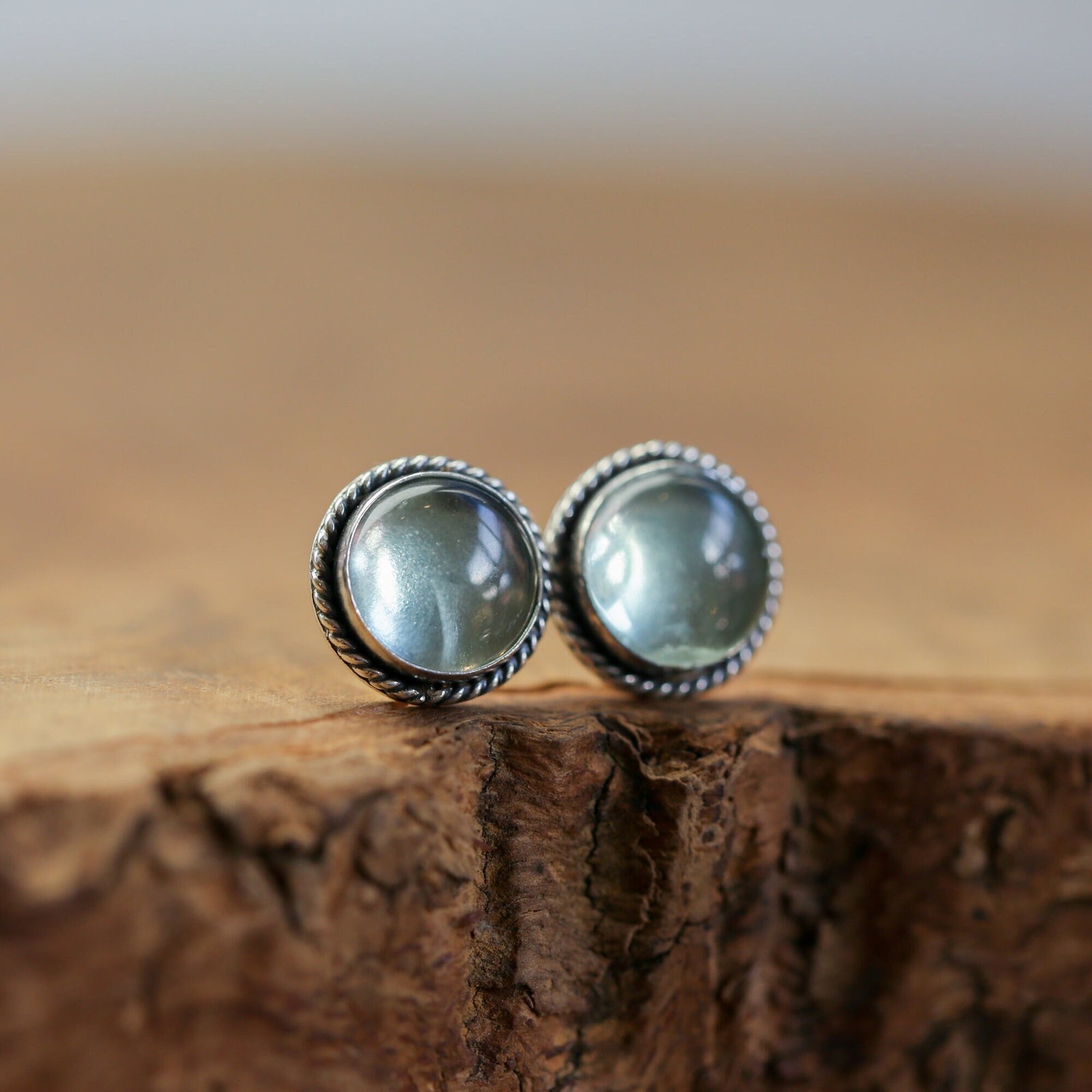 Fluorite Traditional Posts - Sterling Silver - Green Fluorite Post Earrings