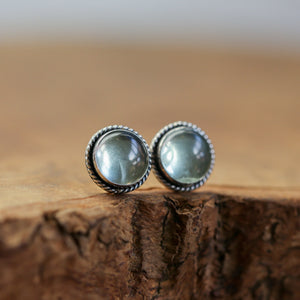 Fluorite Traditional Posts - Sterling Silver - Green Fluorite Post Earrings