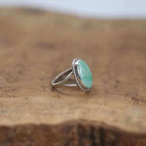 Green Jade Boho Ring - Natural Burma Jade - .925 Sterling Silver