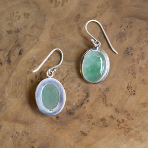 Natural Green Jade Earrings - Sterling Silver Drop Earrings - Natural Jade Drops